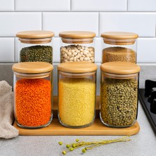 Feyza Design Vakumlu Ahşap Kapaklı 6 Parça 1000ML Kavanoz Seti, Şık ve Pratik Kullanım