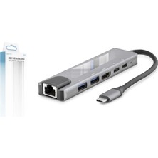 Shopwave Type-C Hub HDMI 4K USB 3.0 Lan 6 Port - Gri HDX7791