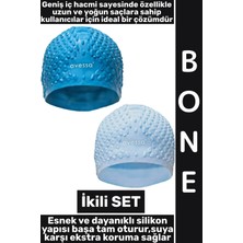 Wintoup #bone Yumuşak Havuz Deniz Yüzme Kulağa Su Kaçırmaz Elastik Silikon Büyük Beden Saç Bonesi Ikili Set