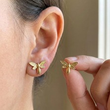 Vaoov 925 Ayar Gümüş Gold Arı Küpe