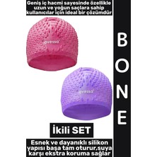 Wintoup #bone Yumuşak Havuz Deniz Yüzme Kulağa Su Kaçırmaz Elastik Silikon Büyük Beden Saç Bonesi Ikili Set