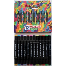 Modellino 12'li Çift Uçlu Pencraft Profesyonel Art Marker Boya Sanat Kalemi, Proje, Mimarlık Çizim Seti