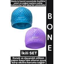 Wintoup #bone Yumuşak Havuz Deniz Yüzme Kulağa Su Kaçırmaz Elastik Silikon Büyük Beden Saç Bonesi Ikili Set