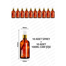 Feyza Design 100ML Amber Cam Sprey Şişe - 10 Adet, Gold Kapak, Kolonya ve Sıvılar Için