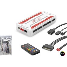 Shopwave Argb Fan ve LED Kontrolcü Hub Seti Uzaktan Kumandalı - Beyaz ND2806