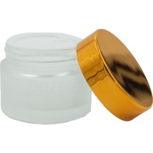Feyza Design Şeffaf Buzlu Cam Krem Kavanozu, Gold Kapak, 30 Cc, Şık ve Dayanıklı Tasarım