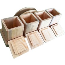 Feyza Design El Yapımı Doğal Çam Ağacı Baharatlık ve Peçetelik, Hafif ve Şık Tasarım