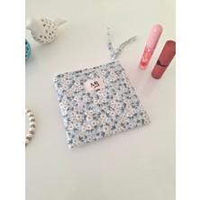 Özgürce Su Yeşili Papatya Desenli Çok Fonksiyonlu Makyaj ve Ped Çantası