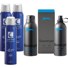 Slazenger Mavi Erkek Parfüm 125ML ve Deodorant 150ML Seti + Caldion Erkek Deodorant 150ML 3 Adet