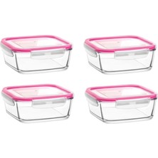 Feyza Design 4’lü Cam Saklama Kabı Seti, 1150CC, Kilitli, Pratik ve Güvenli Depolama