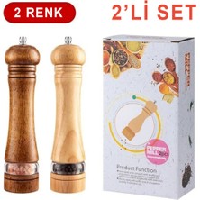 Feyza Design Akrilik ve Ahşap Baharat ve Tuz Öğütücü Seti, 22 Cm, 2'li, Renkli
