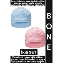 Wintoup #bone Yumuşak Elastik Silikon Havuz Deniz Yüzme Kulağa Su Kaçırmaz Büyük Beden Saç Bonesi Ikili Set