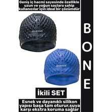 Wintoup #bone Yumuşak Elastik Silikon Havuz Deniz Yüzme Kulağa Su Kaçırmaz Büyük Beden Saç Bonesi Ikili Set