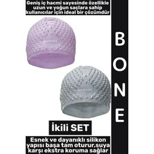 Wintoup #bone Yumuşak Elastik Silikon Havuz Deniz Yüzme Kulağa Su Kaçırmaz Büyük Beden Saç Bonesi Ikili Set