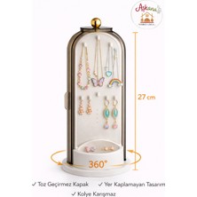 House By House KAPAKLI,360 Derece Dönen Takı Organizeri,şeffaf Akrilik,kolye,küpe,yüzük,bileklik Düzenleyici