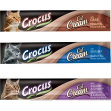Miçiko Crocus Kediler Için Premium Krema Ödül Yengeç-Karides-Somon Aromalı 3 X15GR