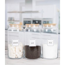 Feyza Design 3'lü Bambu Kapaklı Cam Saklama Kavanoz Seti 1300 ml