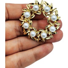 BB Bi Butik Shop Zarafet Çelengi Inci Detaylı Gold Broş