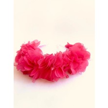 İrembaby Şeker Pembe Şifon Çiçekli Kristal Işıltılı Düğün Nikah Nişan Gelin Tacı