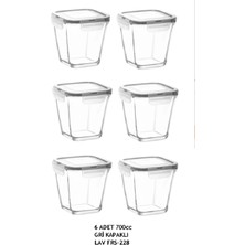 Feyza Design Gri Kapaklı 6'lı Saklama Kabı Seti 700CC, Pratik ve Şık Saklama Çözümü