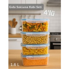 Feyza Design 4'lü Vakumlu Saklama Kabı Seti, Hava Almaz, Bpa Free, Kilitli, 1,6l