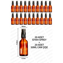 Feyza Design 50ML Siyah Amber Spreyli Şişe, 20 Adet, Kolonya ve Dezenfektan Şişesi