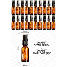 Feyza Design 20ML Siyah Amber Sprey Şişe Seti, Kolonya ve Dezenfektan, 20 Adet