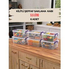 Feyza Design 5,5 Litre 6'lı Kilitli Saklama Kabı Seti, Çok Amaçlı ve Pratik Kullanım