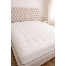 Elovias Kapitoneli Fitted Bazalı Sıvı Geçirmez Yatak Alez Koruyucusu Beyaz