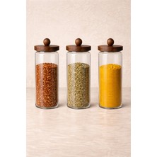 Feyza Design 3'lü Borosilikat Kavanoz Seti, Kapaklı, 1200ML, Şık ve Dayanıklı