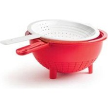 Feyza Design Kırmızı Çift Süzgeç, Pratik ve Şık Mutfak Gereçleri