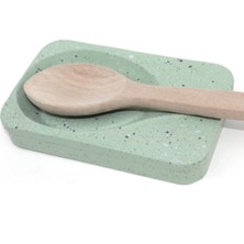 Feyza Design Pastel Yeşil Terrazzo Beton Kirli Kaşıklık, Şık Mutfak Aksesuarı