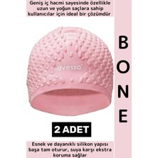Wintoup #bone Esnek Yumuşak Silikon Havuz Deniz Yüzme Kulağa Su Geçirmez Büyük Beden Saç Bonesi 2 Adet
