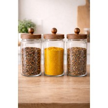 Feyza Design Akasya Conta Kapaklı 3'lü Borosilikat 750ML Kavanoz Seti