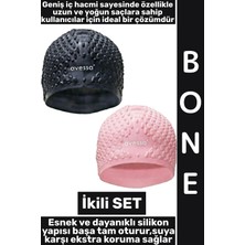 Wintoup #bone Yumuşak Elastik Silikon Havuz Deniz Yüzme Kulağa Su Kaçırmaz Büyük Beden Saç Bonesi Ikili Set