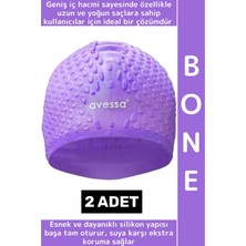 Wintoup #bone Esnek Yumuşak Silikon Havuz Deniz Yüzme Kulağa Su Geçirmez Büyük Beden Saç Bonesi 2 Adet