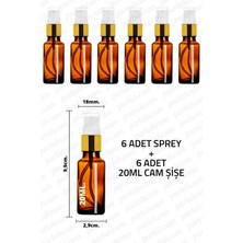 Feyza Design 20ML Amber Cam Sprey Şişe, 6'lı Paket, Kaliteli ve Şık Tasarım