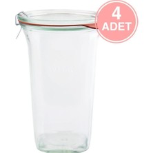 Feyza Design Çok Amaçlı 795 ml Kare Cam Saklama Kavanozu 4'lü Set