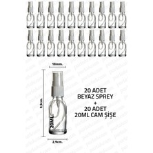 Feyza Design 20ML Şeffaf Beyaz Sprey Başlıklı Şişe 20 Adet