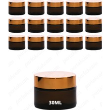 Feyza Design Parlak Gold Renk Cam Krem Kavanozu 30ML, 15'li Set