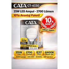 Kondel Aydınlatma Cata CT-4330 25W Torch LED Ampul 2700 Lümen 6400K Beyaz E27 Duy 10 Adet Fırsat Paketi