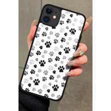 Snacase  Apple iPhone 12 Uyumlu Siyah-Beyaz Kedi Patisi Tasarımlı Parlak Silikon Kılıf