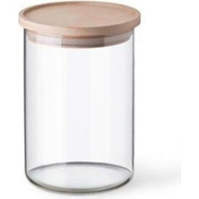 Feyza Design Ahşap Kapaklı Cam Kavanoz, Orta Boy, Kuruyemiş ve Bakliyat Saklama