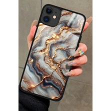 Snacase  Apple iPhone 11 Uyumlu Beyaz&altın Mermer Tasarımlı Parlak Silikon Kılıf
