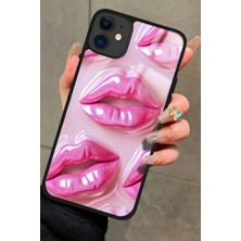 Snacase  Apple iPhone 11 Uyumlu Pembe Dudak Tasarımlı Parlak Silikon Kılıf