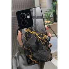 Snacase Oppo Reno 13F Uyumlu Siyah Mermer Tasarımlı Parlak Silikon Kılıf