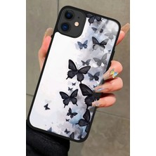Snacase  Apple iPhone 11 Uyumlu Siyah Kelebek Tasarımlı Parlak Silikon Kılıf
