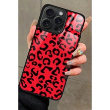 Snacase  Apple iPhone 13 Pro Uyumlu Kırmızı Leopar Tasarımlı Parlak Silikon Kılıf