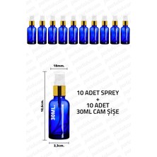 Feyza Design 30ML Mavi Cam Gold Metal Sprey Başlık Seti, Şişe ve Sıvılar Için (10 Adet)