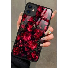 Snacase  Apple iPhone 12 Uyumlu Kırmızı Çiçek Tasarımlı Parlak Silikon Kılıf